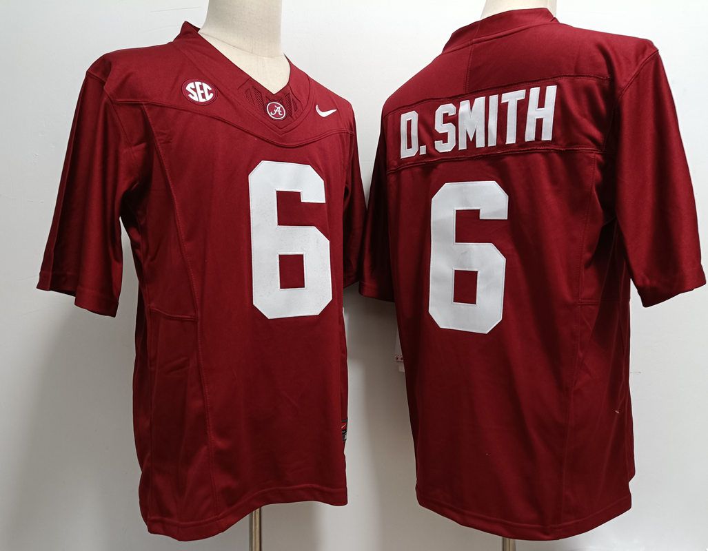 Men Alabama Crimson Tide #6 D.Smith Red Nike 2025 NCAA Jersey style 1->ncaa teams->NCAA Jersey